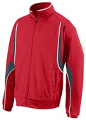 Adult/ Youth, 2-Front Pockets,Full Zip, 2-Color Warm-Up Jacket RED/SLATE/WHITE Pocket