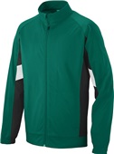 Adult/ Youth Full Zip, Front Pockets, Open Bottom, Matte brushed Tricot Jacket DARK GREEN/BLACK/WHITE Pocket