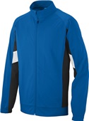 Adult/ Youth Full Zip, Front Pockets, Open Bottom, Matte brushed Tricot Jacket ROYAL/BLACK/WHITE Pocket