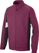 Adult/ Youth Full Zip, Front Pockets, Open Bottom, Matte brushed Tricot Jacket MAROON/BLACK/WHITE Pocket