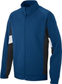 Adult/ Youth Full Zip, Front Pockets, Open Bottom, Matte brushed Tricot Jacket NAVY/BLACK/WHITE Pocket