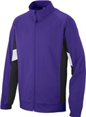 Adult/ Youth Full Zip, Front Pockets, Open Bottom, Matte brushed Tricot Jacket PURPLE/BLACK/WHITE Pocket