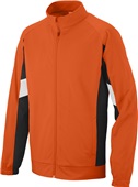 Adult/ Youth Full Zip, Front Pockets, Open Bottom, Matte brushed Tricot Jacket ORANGE/BLACK/WHITE Pocket