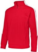Youth Front Pouch Pocket, Set-in Sleeves Pullover 1/4 Zip Warm-Up Jacket RED/WHITE Pocket