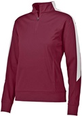Womens, Front Pouch Pocket, Pullover 1/4 Zip Jacket (Maroon,Navy,Black) MAROON/WHITE Pocket
