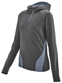 Womens1/2 Zip, Scuba Hood, 4-Way Stretch Pullover Hoodie BLACK/GRAPHITE HEATHER Pocket