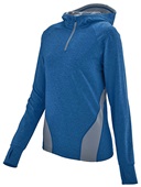 Womens1/2 Zip, Scuba Hood, 4-Way Stretch Pullover Hoodie NAVY/GRAPHITE HEATHER Pocket