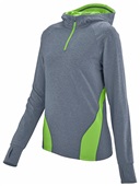 Womens1/2 Zip, Scuba Hood, 4-Way Stretch Pullover Hoodie GRAPHITE HEATHER/LIME Pocket