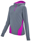Womens1/2 Zip, Scuba Hood, 4-Way Stretch Pullover Hoodie GRAPHITE HEATHER/POWER PINK Pocket