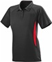 Womens 2-color, Wicking, 3-Button, Mission Polo Sport Shirt  BLACK/RED Pocket