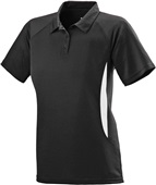 Womens 2-color, Wicking, 3-Button, Mission Polo Sport Shirt  BLACK/WHITE Pocket