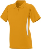Womens 2-color, Wicking, 3-Button, Mission Polo Sport Shirt GOLD/WHITE Pocket