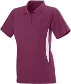 Womens 2-color, Wicking, 3-Button, Mission Polo Sport Shirt MAROON/WHITE Pocket