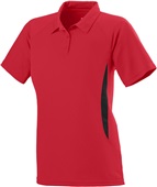 Womens 2-color, Wicking, 3-Button, Mission Polo Sport Shirt RED/BLACK Pocket