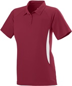 Womens 2-color, Wicking, 3-Button, Mission Polo Sport Shirt  CARDINAL/WHITE Pocket