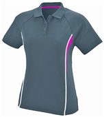 Womens 2-Color Wicking Sport Polo Shirt SLATE/POWER PINK/WHITE Pocket