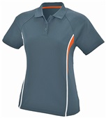 Womens 2-Color Wicking Sport Polo Shirt SLATE/ORANGE/WHITE Pocket