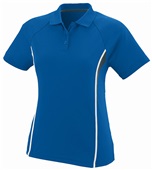 Womens 2-Color Wicking Sport Polo Shirt ROYAL/SLATE/WHITE Pocket