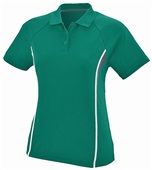 Womens 2-Color Wicking Rival Sport Polo Shirt DARK GREEN/SLATE/WHITE Pocket
