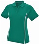 Womens 2-Color Wicking Sport Polo Shirt DARK GREEN/SLATE/WHITE Pocket