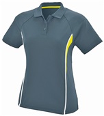 Womens 2-Color Wicking Sport Polo Shirt SLATE/POWER YELLOW/WHITE Pocket