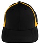  Adult/Youth Flexfit, Pre-curved bill, Low Profile Baseball/Trucker Caps BLACK/GOLD Front