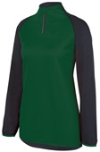 Womens 1/4 Zip Long Sleeve Reflective Pullover DARK GREEN HEATHER Pocket