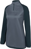 Womens 1/4 Zip Long Sleeve Reflective Pullover  SLATE/GRAPHITE HEATHER Pocket