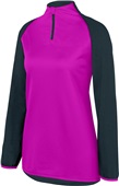 Womens 1/4 Zip Long Sleeve Reflective Pullover SLATE/POWER PINK HEATHER Pocket