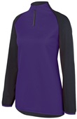 Womens 1/4 Zip Reflective Pullover  SLATE/PURPLE Pocket