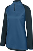 Womens 1/4 Zip Reflective Pullover SLATE/NAVY Pocket