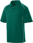 Adult 3-Button, Contrast Piping, Sport Polo Shirt DARK GREEN/WHITE Pocket