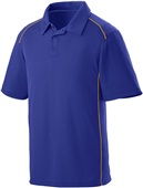 Adult 3-Button, Contrast Piping, Sport Polo Shirt PURPLE/GOLD Pocket