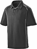 Adult 3-Button, Contrast Piping, Sport Polo Shirt BLACK/WHITE Pocket