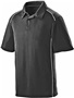 Adult 3-Button, Contrast Piping, Sport Polo Shirt BLACK/WHITE Pocket