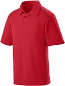 Adult 3-Button, Contrast Piping, Sport Polo Shirt RED/BLACK Pocket
