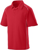 Adult 3-Button, Contrast Piping, Sport Polo Shirt RED/WHITE Pocket