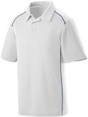 Adult 3-Button, Contrast Piping, Sport Polo Shirt WHITE/NAVY Pocket