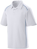 Adult 3-Button, Contrast Piping, Sport Polo Shirt WHITE/ROYAL Pocket