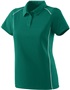 Womens Contrast Piping, Wicking Sports Polo Shirt DARK GREEN/WHITE Pocket