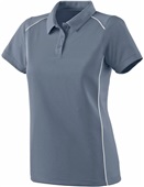 Womens Contrast Piping, Wicking Sports Polo Shirt GRAPHITE/WHITE Pocket