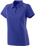 Womens Contrast Piping, Wicking Sports Polo Shirt PURPLE/GOLD Pocket