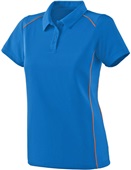 Womens Contrast Piping, Wicking Sports Polo Shirt ROYAL/ORANGE Pocket