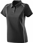 Womens Contrast Piping, Wicking Sports Polo Shirt BLACK/WHITE Pocket