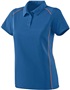 Womens Contrast Piping, Wicking Sports Polo Shirt NAVY/ORANGE Pocket