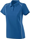 Womens Contrast Piping, Wicking Sports Polo Shirt NAVY/WHITE Pocket