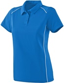 Womens Contrast Piping, Wicking Sports Polo Shirt ROYAL/WHITE Pocket