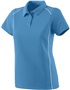 Womens Contrast Piping, Wicking Sports Polo Shirt COLUMBIA BLUE/WHITE Pocket