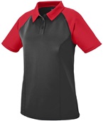 Womens 3-Button, 2-Color, Sport Polo Shirt BLACK/RED Pocket
