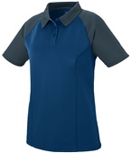 Womens 3-Button, 2-Color, Sport Polo Shirt NAVY/SLATE Pocket